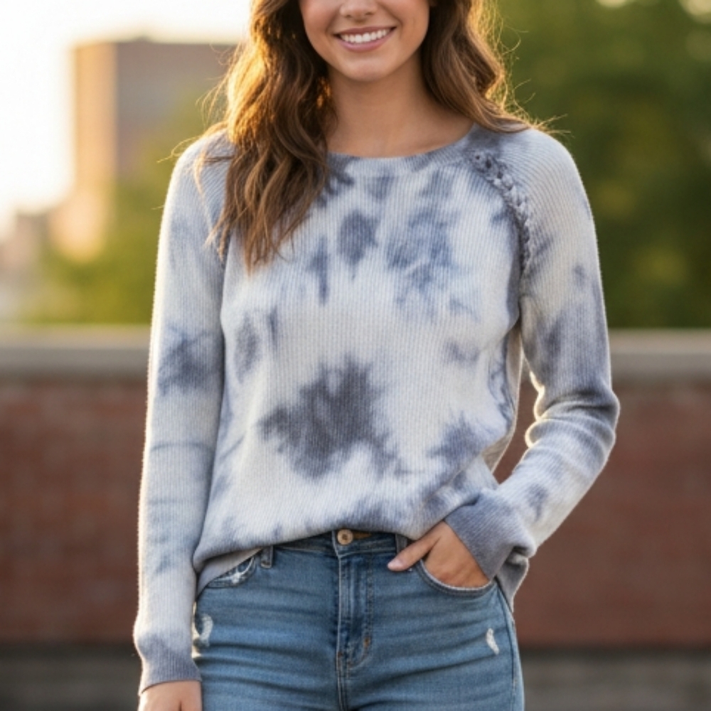 American Eagle Tie-Dye Long Sleeve Knit Top Sweater